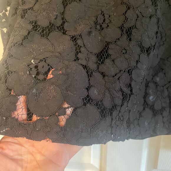 Ultra Pink black long sleeve mock neck lace blouse size L - Picture 7 of 11